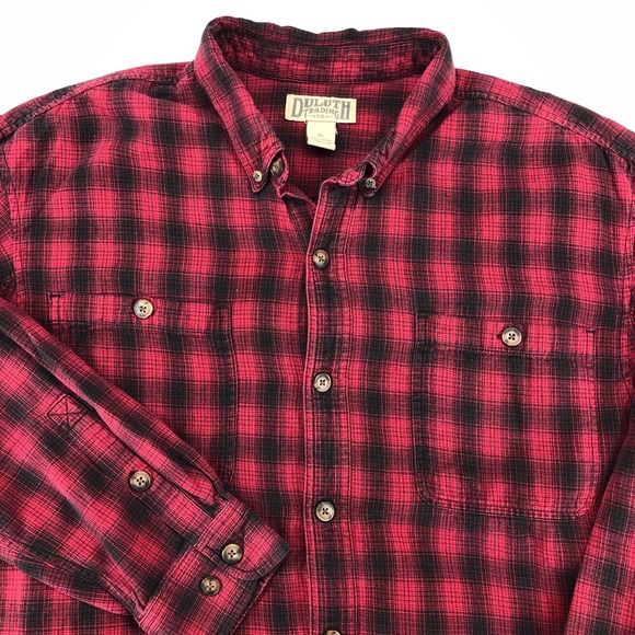 Duluth Trading Co Shirt Free Swingin Flannel Mens XL Red Black Plaid GORP Brawny - Picture 1 of 9